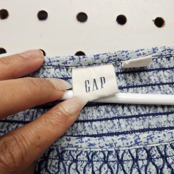 GAP Women's Size L‎ Peasant Sleeve Blue 100% Polyester Blouse Top - Boho Chic - Picture 2 of 9